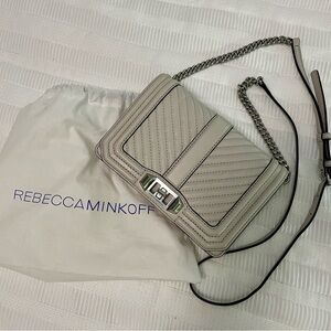 NWT Rebecca Minkoff Crossbody Purse - Gray Chevron Quilted w/ Silver Chains